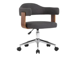 Silla de comedor giratoria de madera curvada y tela gris