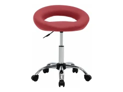 Silla de comedor giratoria de cuero sintético rojo vino tinto