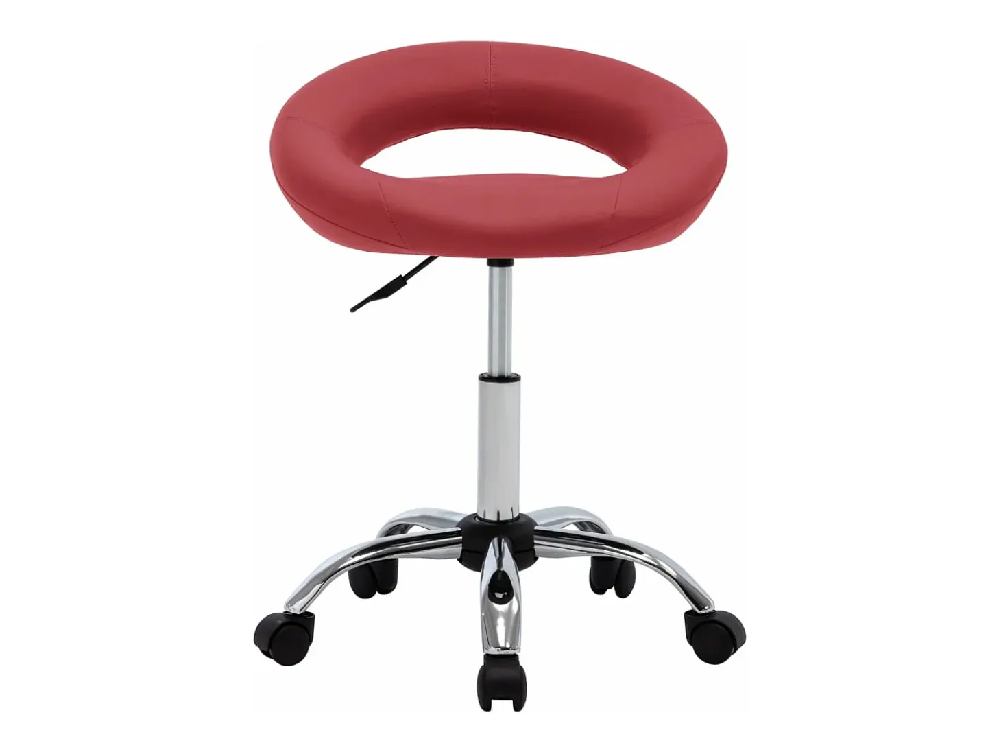 Silla de comedor giratoria de cuero sintético rojo vino tinto