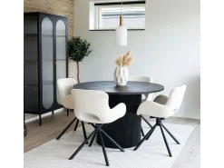 Silla de comedor giratorio de tela blanca