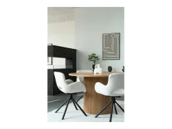 Silla de comedor giratorio de tela blanca