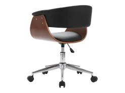 Silla de comedor giratoria negra de madera curvada y cuero sintético