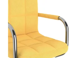 Silla de comedor giratoria de tela amarilla mostaza