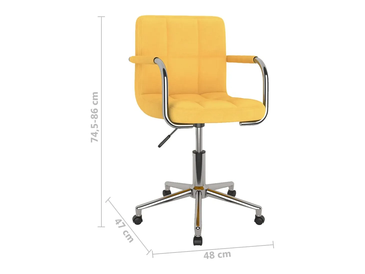 Silla de comedor giratoria de tela amarilla mostaza