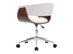 Silla de comedor giratoria blanca de madera curvada y cuero sintético