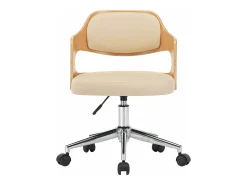 Silla de comedor giratoria madera curvada cuero sintético crema