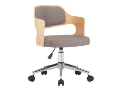 Silla de comedor giratoria de madera curvada y tela gris taupe