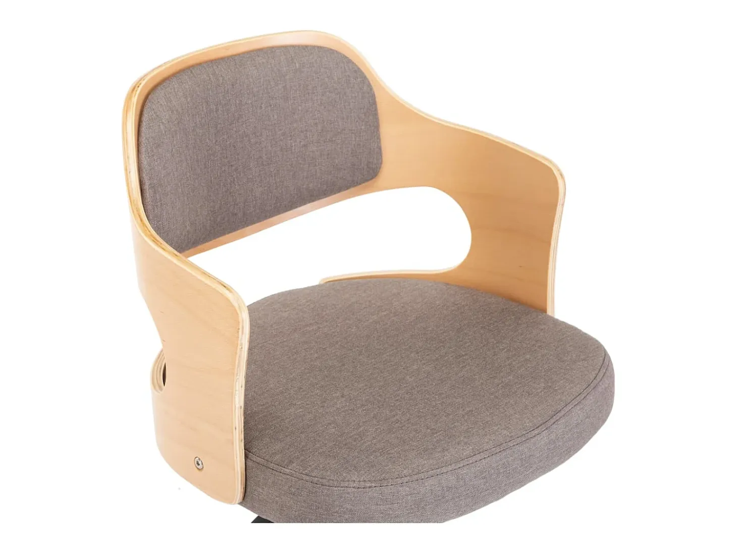 Silla de comedor giratoria de madera curvada y tela gris taupe