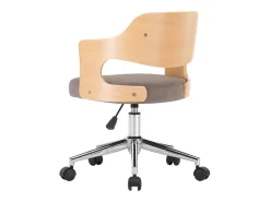Silla de comedor giratoria de madera curvada y tela gris taupe
