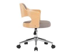 Silla de comedor giratoria de madera curvada y tela gris taupe