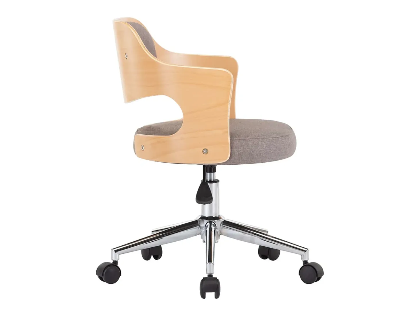 Silla de comedor giratoria de madera curvada y tela gris taupe