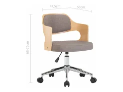 Silla de comedor giratoria de madera curvada y tela gris taupe