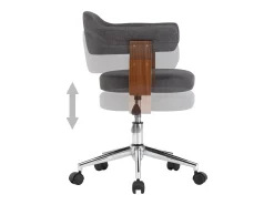 Silla de comedor giratoria de madera curvada gris y tela