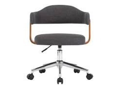 Silla de comedor giratoria de madera curvada gris y tela