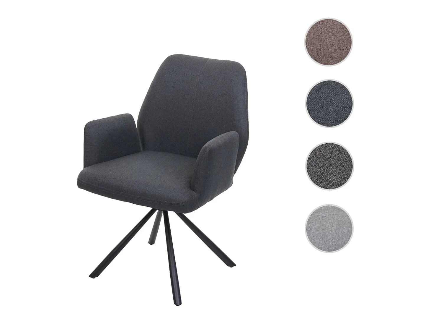 Silla de comedor giratoria MCW-H71, gris oscuro