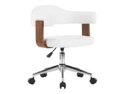 Silla de comedor giratoria blanca de madera curvada y cuero sintético