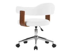 Silla de comedor giratoria blanca de madera curvada y cuero sintético