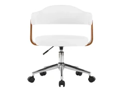 Silla de comedor giratoria blanca de madera curvada y cuero sintético