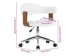 Silla de comedor giratoria blanca de madera curvada y cuero sintético