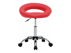 Silla de comedor giratoria de cuero sintética roja ES815805