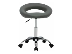 Silla de comedor giratoria de cuero sintética gris