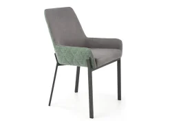 Silla de comedor gris y verde con patas de metal negro OGMA