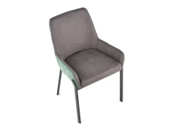 Silla de comedor gris y verde con patas de metal negro OGMA