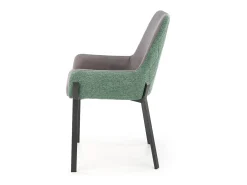 Silla de comedor gris y verde con patas de metal negro OGMA