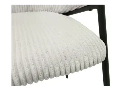 Silla de comedor IMANY – Terciopelo acanalado gris claro – Reposabrazos – Patas de metal negro – Estilo diseño / industrial