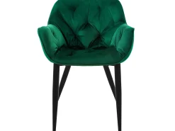 Silla de comedor Juego de 2 Funda de terciopelo verde oscuro con patas de metal incl. Material de montaje ML-Design