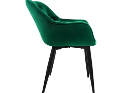 Silla de comedor Juego de 2 Funda de terciopelo verde oscuro con patas de metal incl. Material de montaje ML-Design