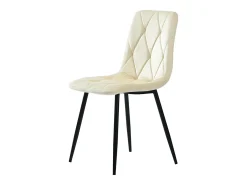 Silla de comedor (juego de 4), tapizada en terciopelo sarga beige, estructura de metal, patas de metal (44 x 40 x 86 cm)