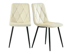Silla de comedor (juego de 4), tapizada en terciopelo sarga beige, estructura de metal, patas de metal (44 x 40 x 86 cm)