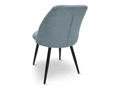 Silla de comedor Kety en microfibra azul claro con patas de metal negro