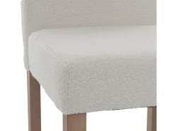 Silla de comedor Littau bouclé (set de 4), crema, patas color natural