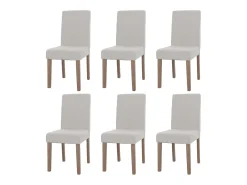 Silla de comedor Littau bouclé (juego de 6), crema, patas color natural