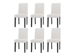 Silla de comedor Littau Cord (juego de 6), crema, patas oscuras