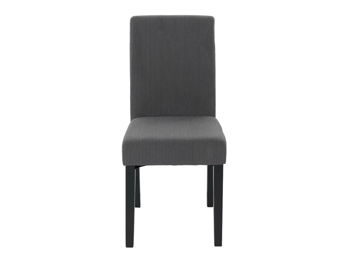 Silla de comedor Littau Cord (set de 2), gris oscuro, patas oscuras