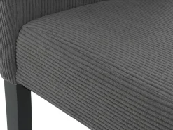 Silla de comedor Littau Cord (set de 2), gris oscuro, patas oscuras