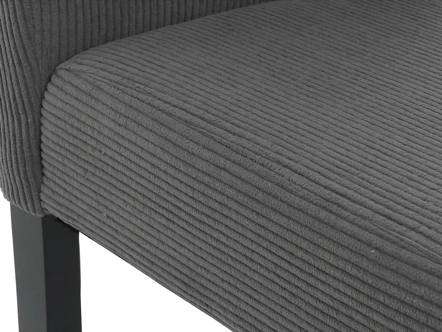 Silla de comedor Littau Cord (set de 2), gris oscuro, patas oscuras