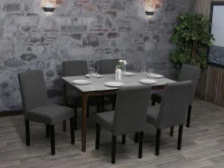 Silla de comedor Littau Cord (set de 2), gris oscuro, patas oscuras