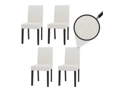 Silla de comedor Littau Cord (set de 4), crema, patas oscuras