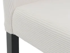 Silla de comedor Littau Cord (set de 4), crema, patas oscuras