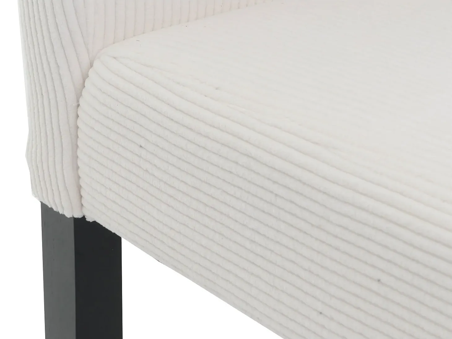 Silla de comedor Littau Cord (set de 2), crema, patas oscuras