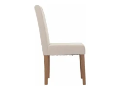 Silla de comedor Littau de chenilla (juego de 6), crema, patas color natural