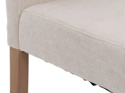 Silla de comedor Littau de chenilla (juego de 6), crema, patas color natural