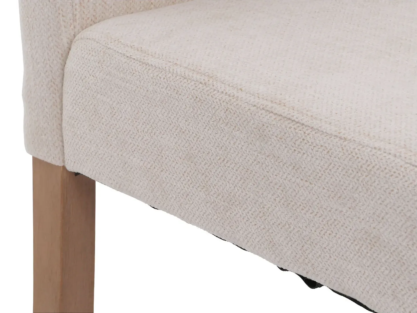 Silla de comedor Littau de chenilla (juego de 6), crema, patas color natural