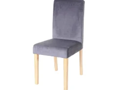 Silla de comedor Littau de terciopelo (set de 2), gris, patas claras