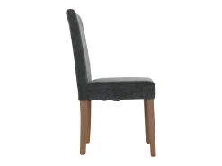 Silla de comedor Littau de chenilla (set de 2), gris oscuro, patas color natural