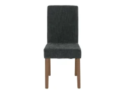 Silla de comedor Littau de chenilla (set de 2), gris oscuro, patas color natural